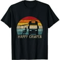 thumbnail image 1 of Happy Camper RV Camping Shirt Men Women Retro Sun 70s 80s T-Shirt Black Large, 1 of 4