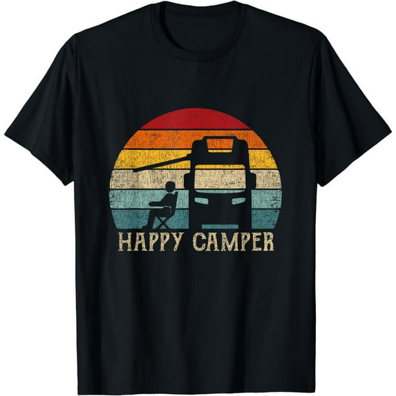 Happy Camper RV Camping Shirt Men Women Retro Sun 70s 80s T-Shirt