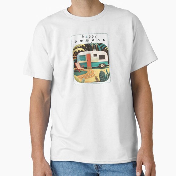 Happy Camper Retro Vintage Camping T-Shirt V2