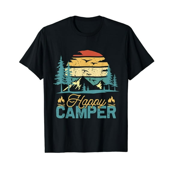 Happy Camper Retro Vintage Funny Matching Camping Crew T-Shirt