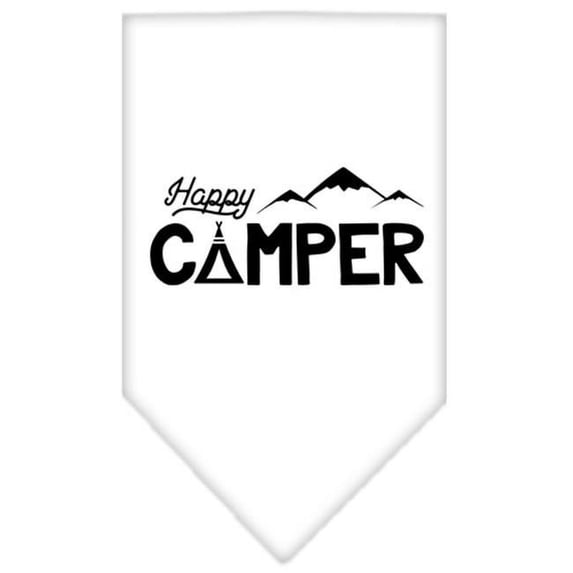 Happy Camper Screen Print Bandana, White - Small