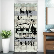 Happy Camper Shower Curtain,Farmhouse Camping Shorter and Narrow Stall Fabric Bathroom Accessories for Travel Trailers