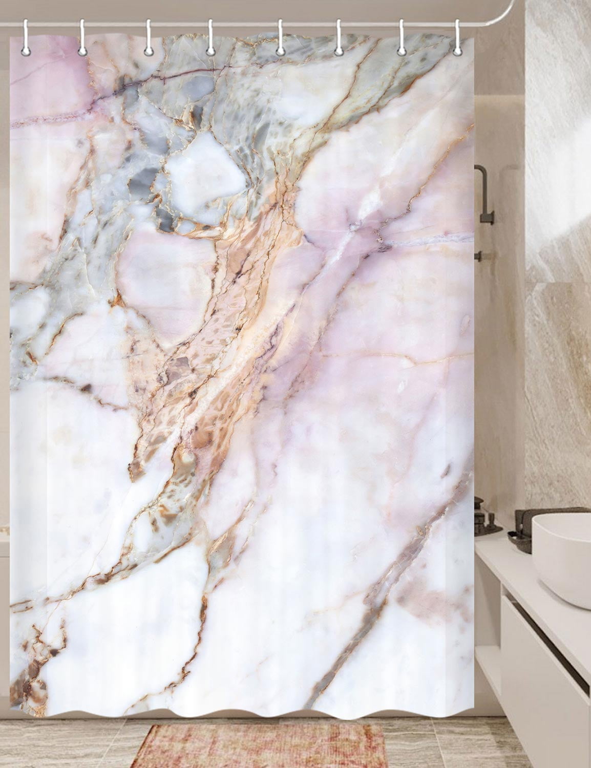 Happy Camper Shower Curtain for Travel Trailer Camping Theme Motor RV Bathroom Stall Shower