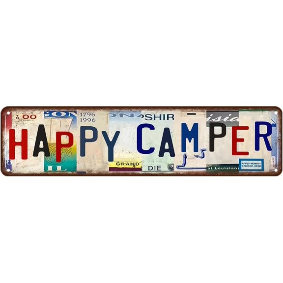 Happy Camper Sign Camping Decor Cute Rv Decor Camper Decorations For Inside Happy Camper Gifts Metal Tin Signs 4x16 Inch