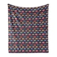 thumbnail image 1 of Happy Camper Soft Flannel Fleece Throw Blanket, Retro Travel Themed Continuous Pattern with Colorful Vans Graphic, Cozy Plush for Indoor and Outdoor Use, 70" x 90", Multicolor, by Ambesonne, 1 of 6