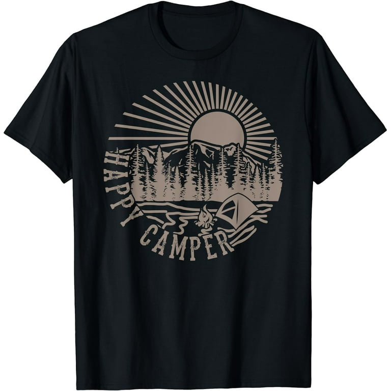 Happy Camper T Shirt With Trees Mountain And Sun Happy Camper T Shirt With Trees Mountain And Sun