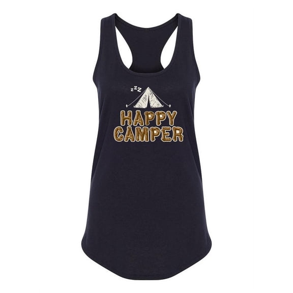Happy Camper. Tent Design Tank Women -Image by Shutterstock, Female Small