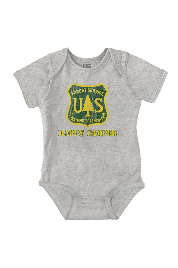 Happy Camper US Forest Service Romper Boys or Girls Infant Baby Brisco Brands NB