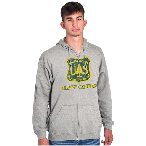 Happy Camper US Forest Service Zip Up Hoodie Men's Women's Brisco Brands S