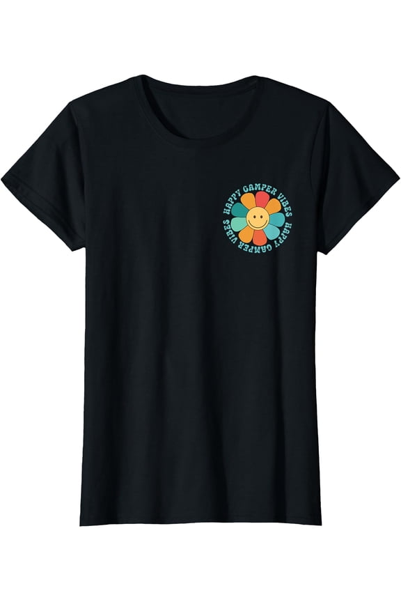 Happy Camper Vibes Summer Camp Camping Trip Women's Girls T-Shirt