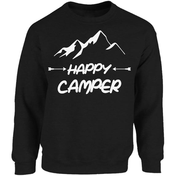 Happy Camper White Mountains Graphic Sweatshirt - S M L XL 2XL 3XL 4XL 5XL Outdoor Unisex Crewneck - Camping Graphic Tee Long Sleeve
