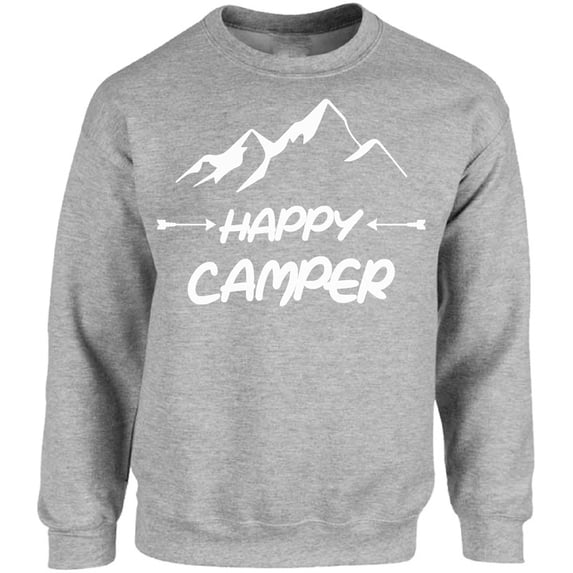 Happy Camper White Mountains Graphic Sweatshirt - S M L XL 2XL 3XL 4XL 5XL Outdoor Unisex Crewneck - Camping Graphic Tee Long Sleeve