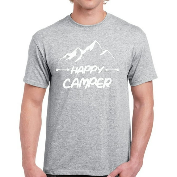 Happy Camper White Mountains T-Shirt for Men - S M L XL 2XL 3XL 4XL 5XL Graphic Tee - Funny Camping Clothes Collection Camp Gift for Men