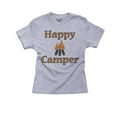 thumbnail image 1 of Happy Camper With Camp Fire Graphic Camping Love Boy's Cotton Youth Grey T-Shirt, 1 of 2
