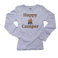 thumbnail image 1 of Happy Camper With Camp Fire Graphic Camping Love Women's Long Sleeve Grey T-Shirt, 1 of 2