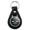 thumbnail image 1 of Happy Camper with Campfire Black Leather Keychain, 1 of 4
