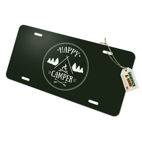 Happy Camper with Campfire Novelty Metal Vanity Tag License Plate