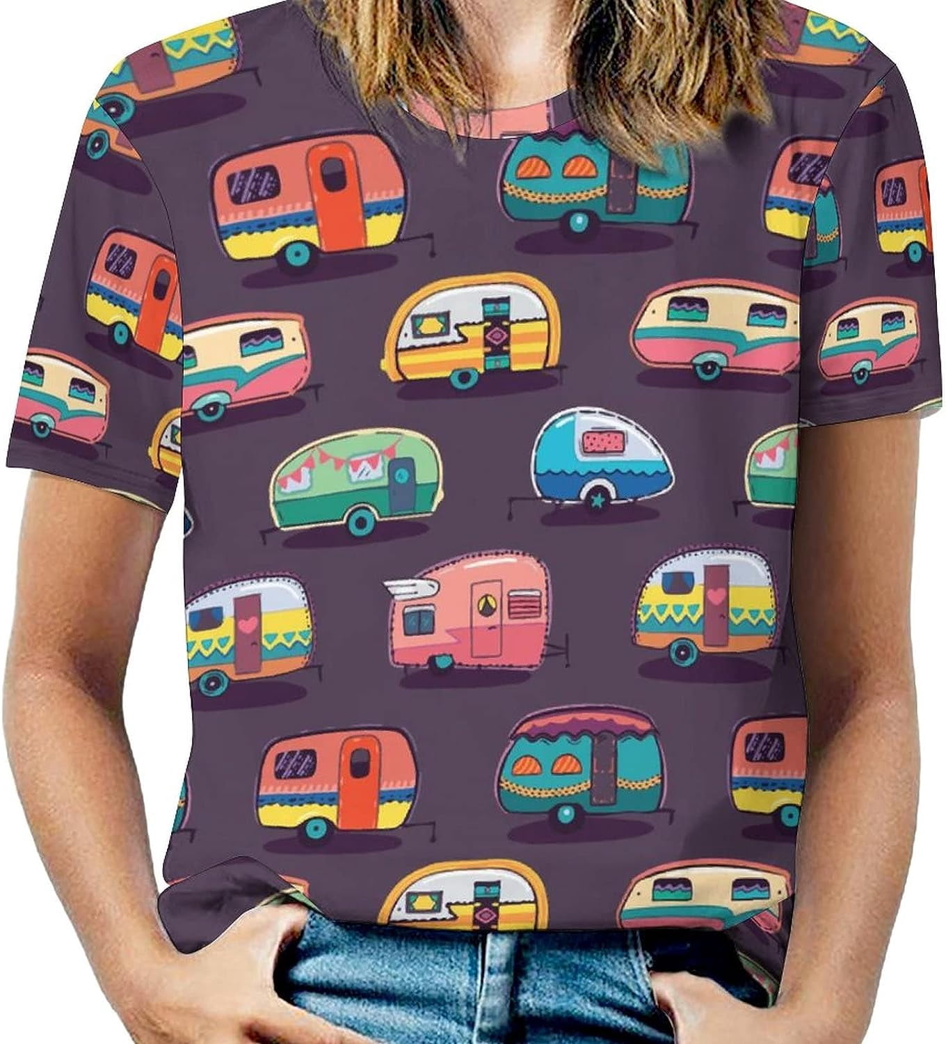 Happy Campers Fashion Starfish Beach Theme Print Women's Summer Tops