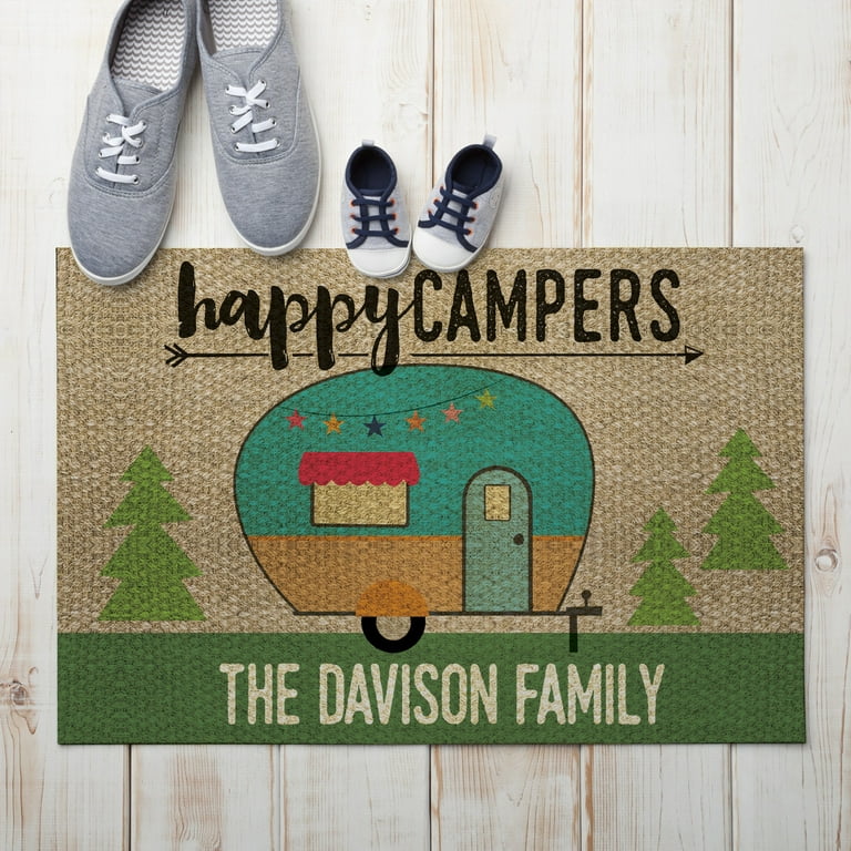 Happy Campers Doormat, Camping Mat, Camper Family Name Rug