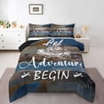 thumbnail image 1 of Happy Camping Comforter Set King Size Camper Bedding Sets Rustic Farmhouse Themed Bedding Comforter Sets Vintage Wooden Planks Down Comforter Adventure Theme Quilt Set, 1 of 7