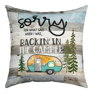 Happy Camper Pillow Cushion Cover for Sofa Couch Bed, Camping, Camping Decor.