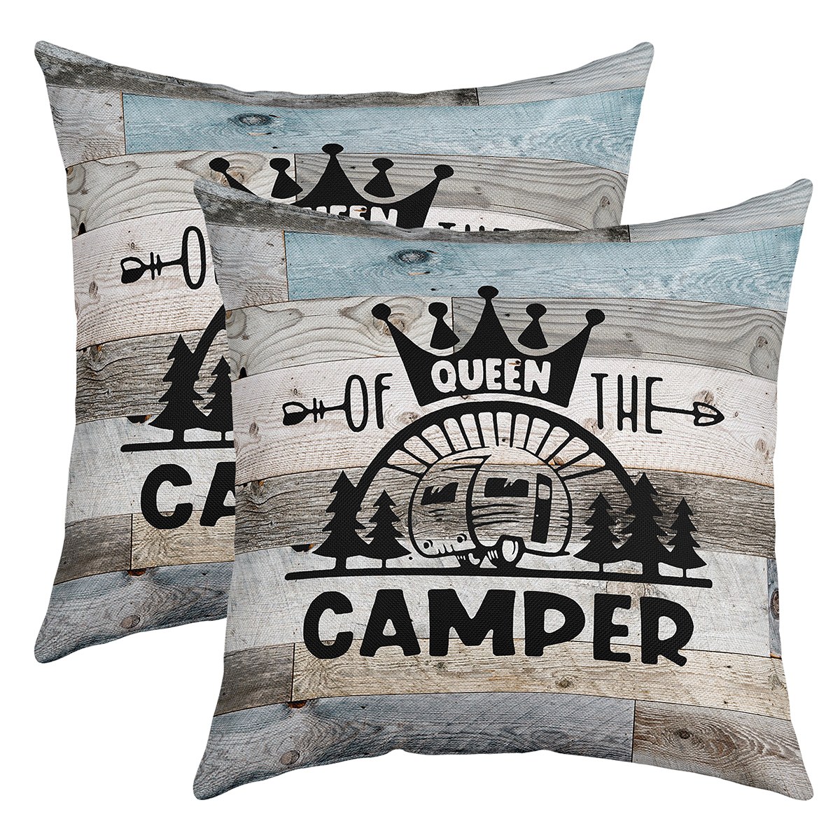 Happy Camping Pillow Covers,Camper Throw Pillow Covers for Travel