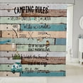 thumbnail image 1 of Happy Camping Print Bathroom Fabric Shower Curtain Set Camping Travel Car Shower Curtain Camper Theme Bath Curtain for Vintage Wooden Waterproof Curtains Stalls Bathtubs Decor 72"x72", 1 of 6