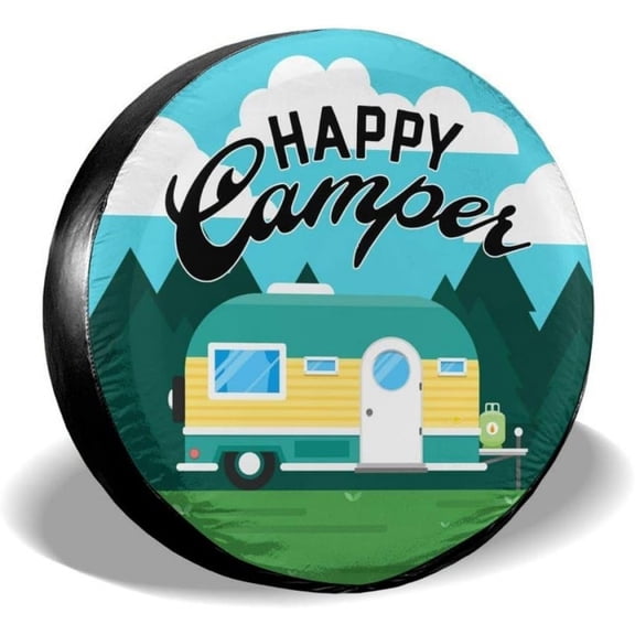 Happy Camping Spare Tire Cover Waterproof UV Sun Tyre Cover Fit for Trailer, Camper,RV, SUV and Many Vehicle 15 Inch
