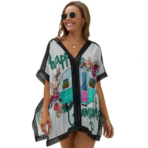 Happy Camping Women's Swimsuit Coverup Summer Beach Cover Up Bathing Suit Dress