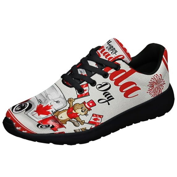 Happy Canada Day Beaver Truck Shoes Sneakers Black Size 3.5