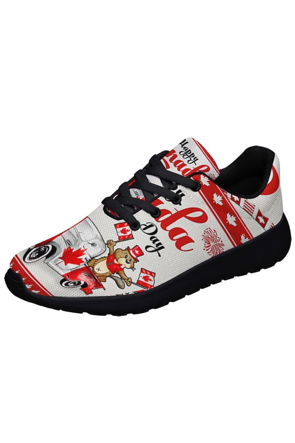 Happy Canada Day Beaver Truck Shoes Sneakers for Women Men Black Size 6