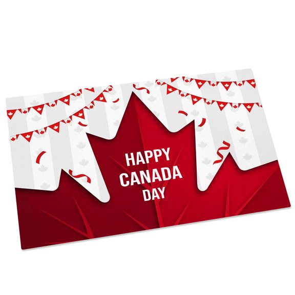Happy Canada Day Door Mat 16x24 Inch Red Maple Leaf Gray Strip July 1st Entryway Rug with Non-Slip Rubber, Front Door Mat Indoor Floor Mats for Living Room Bathroom Bedroom Home Office