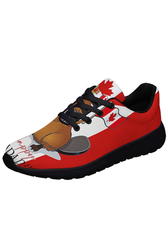 Happy Canada Day Funny Beaver Shoes Sneakers Black Size 7.5