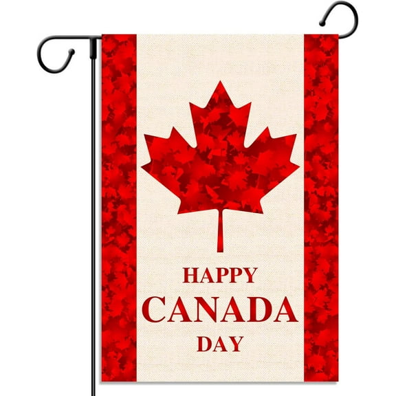 Happy Canada Day Garden Flag Maple Leaf Canadian National Day Holiday Vertical Double Sized Yard Outdoor Decoration