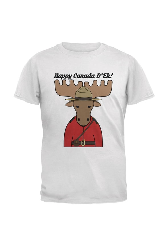 Happy Canada Day Moose Canadian Mens T Shirt White MD