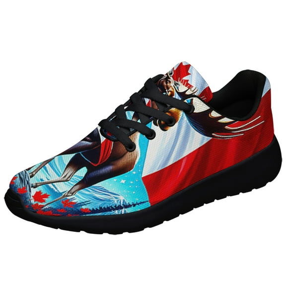 Happy Canada Day Moose Shoes Sneakers Black Size 13