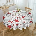 thumbnail image 1 of Happy Canada Day Round Tablecloth 60 Inch - Waterproof Fabric Table Cloth Protector, Filling Autumn Red Maple Black Line Beaver Tablecloths Washable Table Cover for Kitchen Banquet Coffee Table Party, 1 of 6