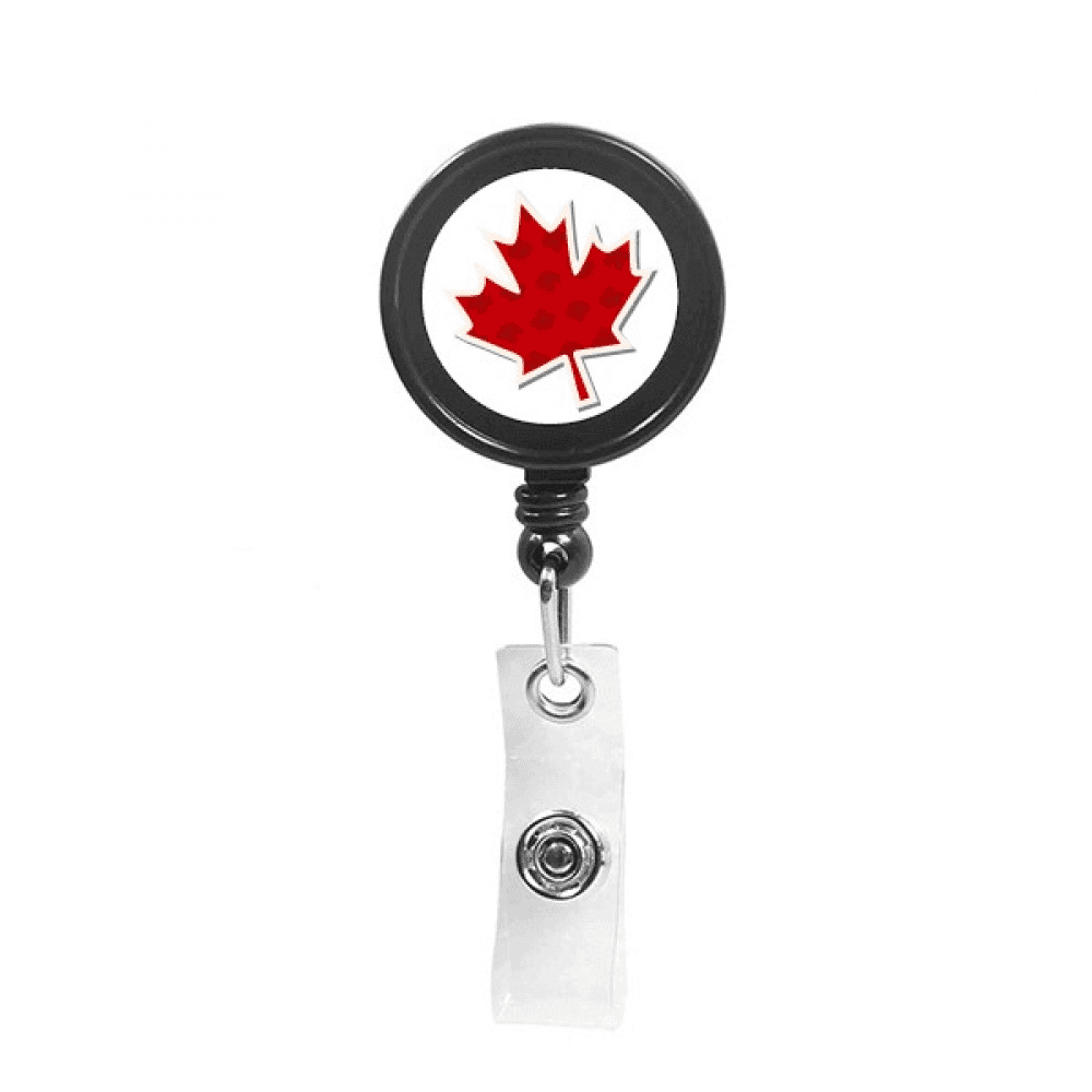 Happy Canada Day Vertical Grain Maple  Retractable Keychain Badge Holder ID Badge