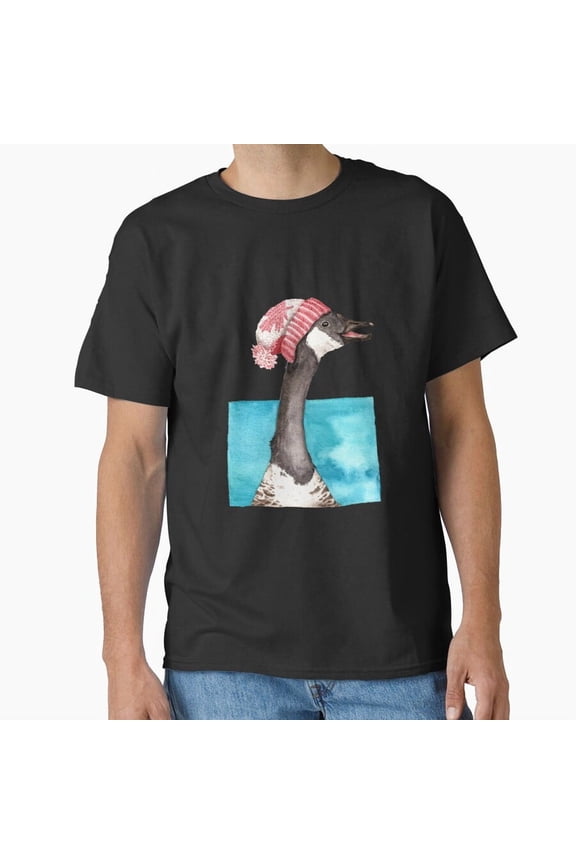 Happy Canada Goose in Canada Toque, Funny Animal Holiday Themed Art G29060 Unisex T-Shirt, Up to Size 5XL