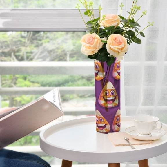 Happy Candy Pattern Plastic Vase 11.8'' x 3.9'' Transparent Non Breakable Decorative for Family