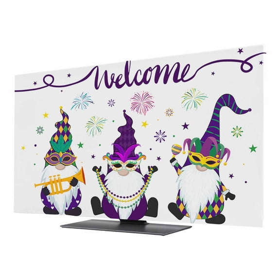 Happy Carnival TV Dust Cover 40 Inch, Gnomes Computer Monitor Cover Dustproof Stretchable Indoor TV Screen Protector for LED LCD Universal Monitors