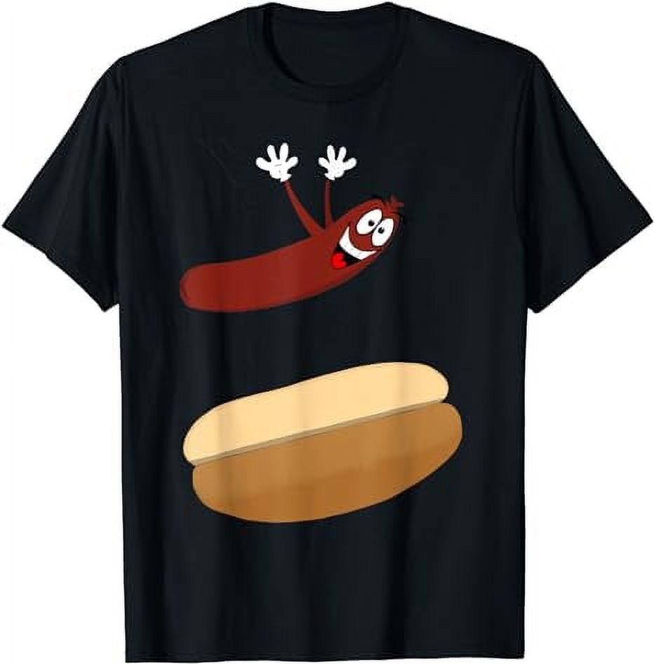 Happy Cartoon Hot Dog Jumping into a Bun TShirt