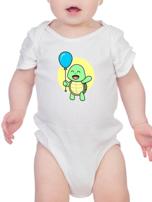 Happy Cartoon Sea Turtle Balloon Bodysuit Infant -Image by Shutterstock, 6 Months