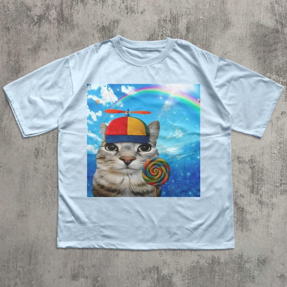 Humor Comic Generation Happy Cat Dreamcore T-shirt, Funny Cats Shirt, Brainrot Meme Tee, Silly ...