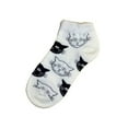 thumbnail image 1 of Happy Cat Face Pattern Ankle Socks (Adult Medium - Women's Shoe Sizes 5-10) Style: White Sock with Cats, 1 of 1