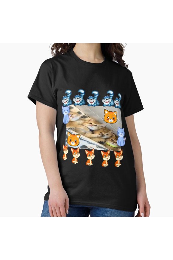 Happy Cat Faces Cute Smiling Feline Expression Art Unisex T-Shirt, up to size 5XL