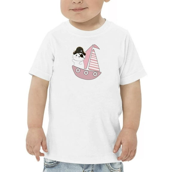 Happy Cat Pirate Pink Sailboat T-Shirt Toddler -Image by Shutterstock, 2 Toddler
