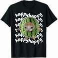 thumbnail image 1 of Happy Cat Watermelon T-Shirt Graphic Tee Funny Top Cotton Short Sleeve Casual Shirt Black S-5XL, 1 of 5