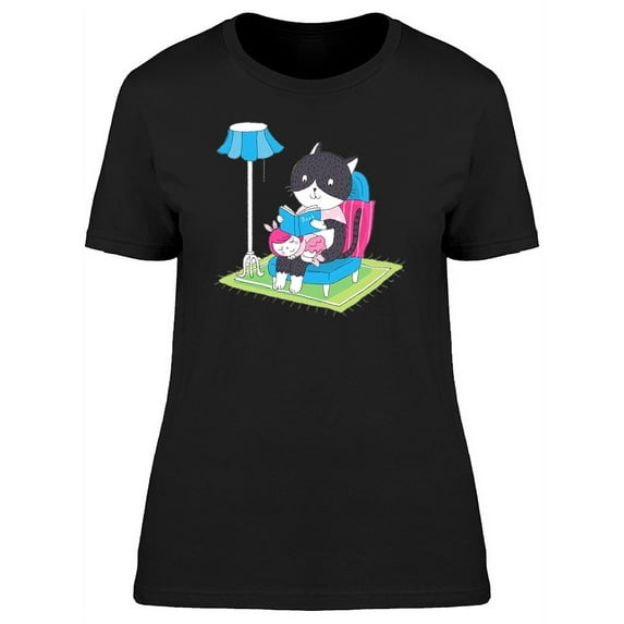 Happy Cat With Her Kid On Lap T-Shirt Women -Image by Shutterstock, Female x-Large