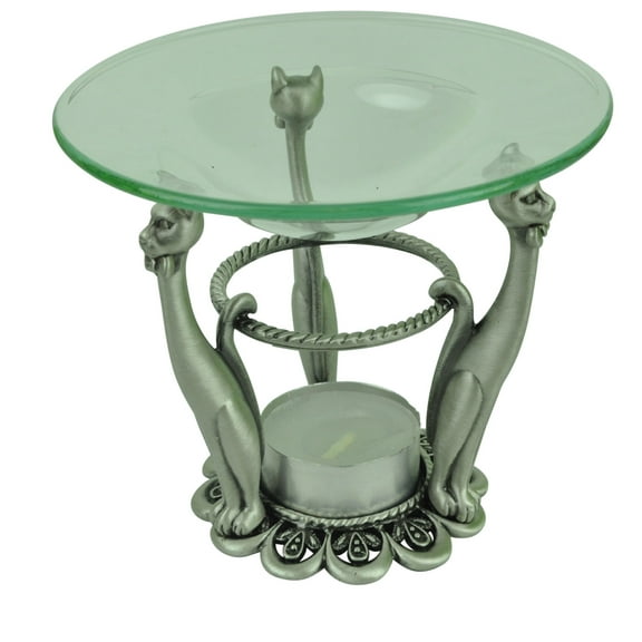 Happy Cats Aroma Essential Oil Diffuser Therapy Candle Cast Metal Pewter Home